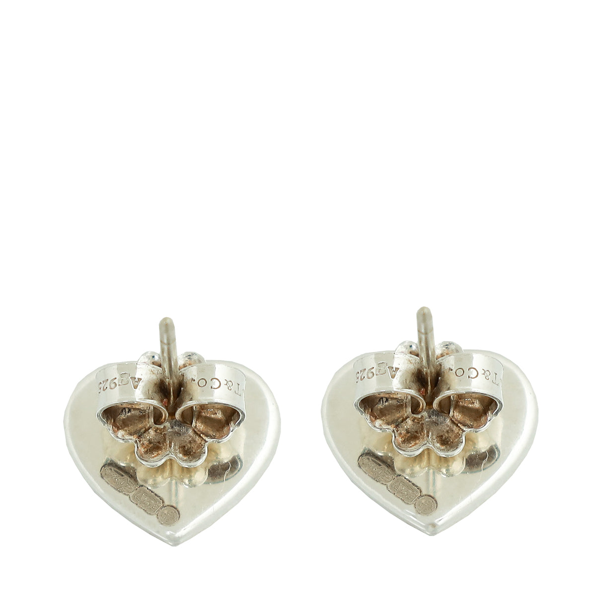 Tiffany & Co Silver Heart Mini Heart Tag Stud Earrings-Tiffany & Co-THE CLOSET