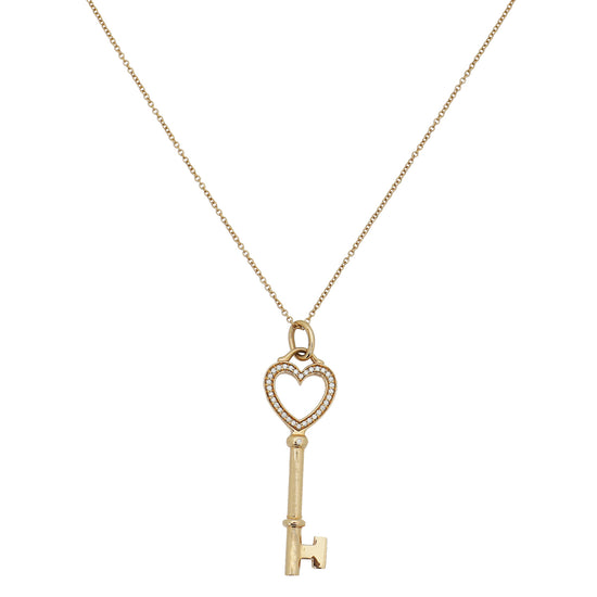 Tiffany & Co Platinum Diamond Bubbles Key Pendant Necklace