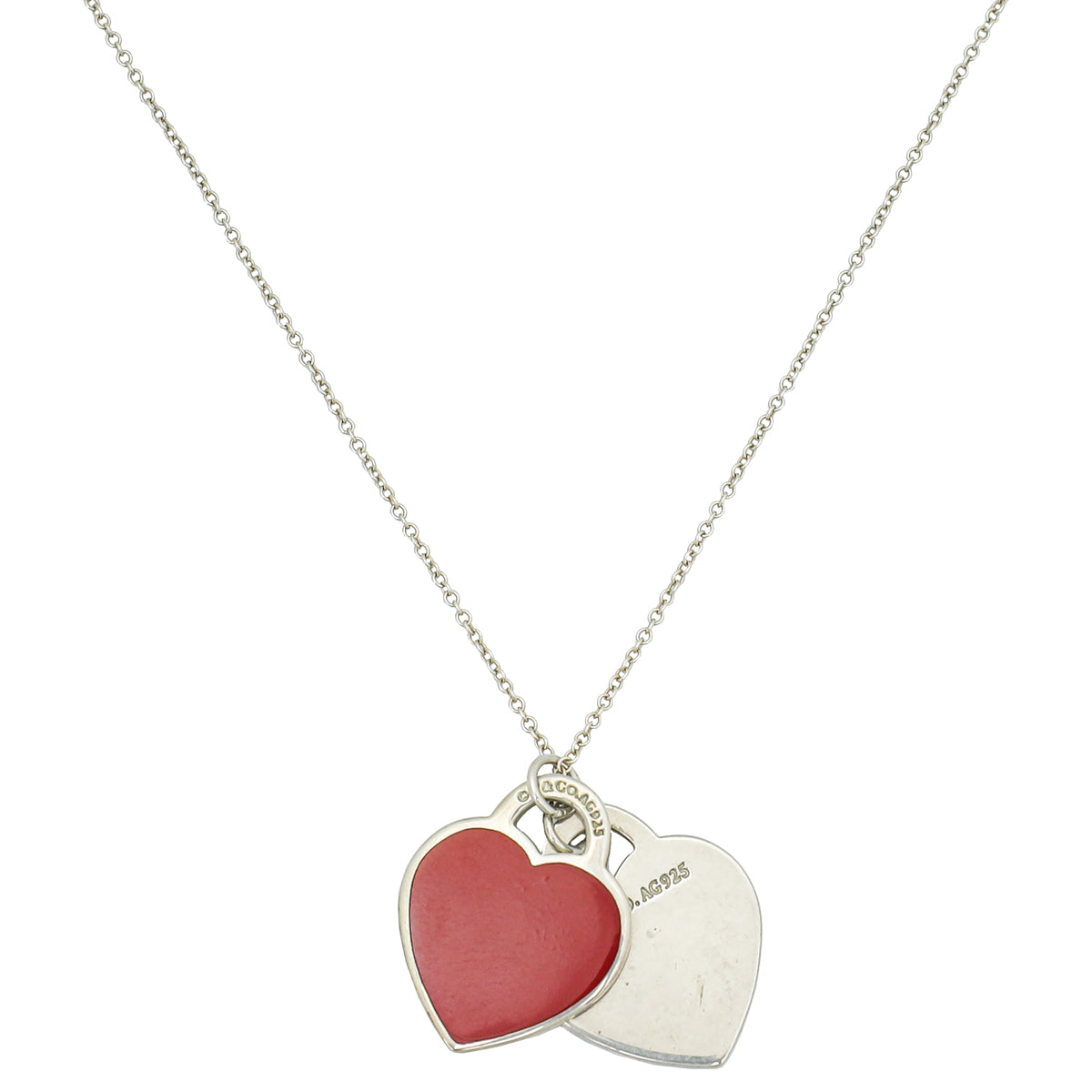 Tiffany & Co Red Return to Tiffany Double Heart Tag Small Pendant Necklace-Tiffany & Co-THE CLOSET
