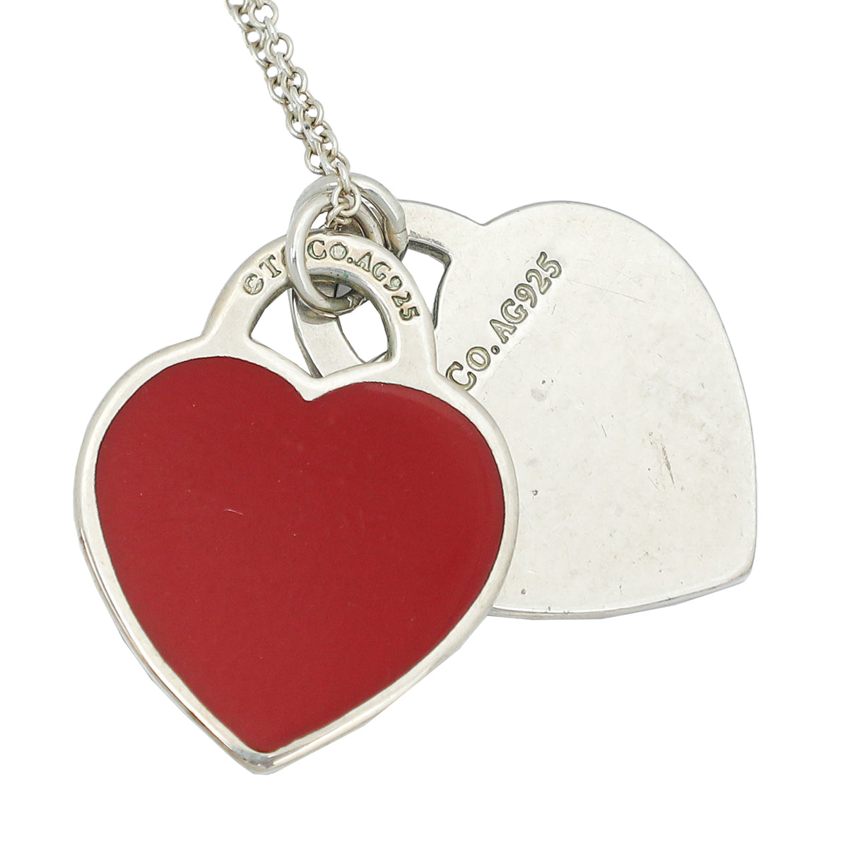 Tiffany & Co Red Return to Tiffany Double Heart Tag Small Pendant Necklace