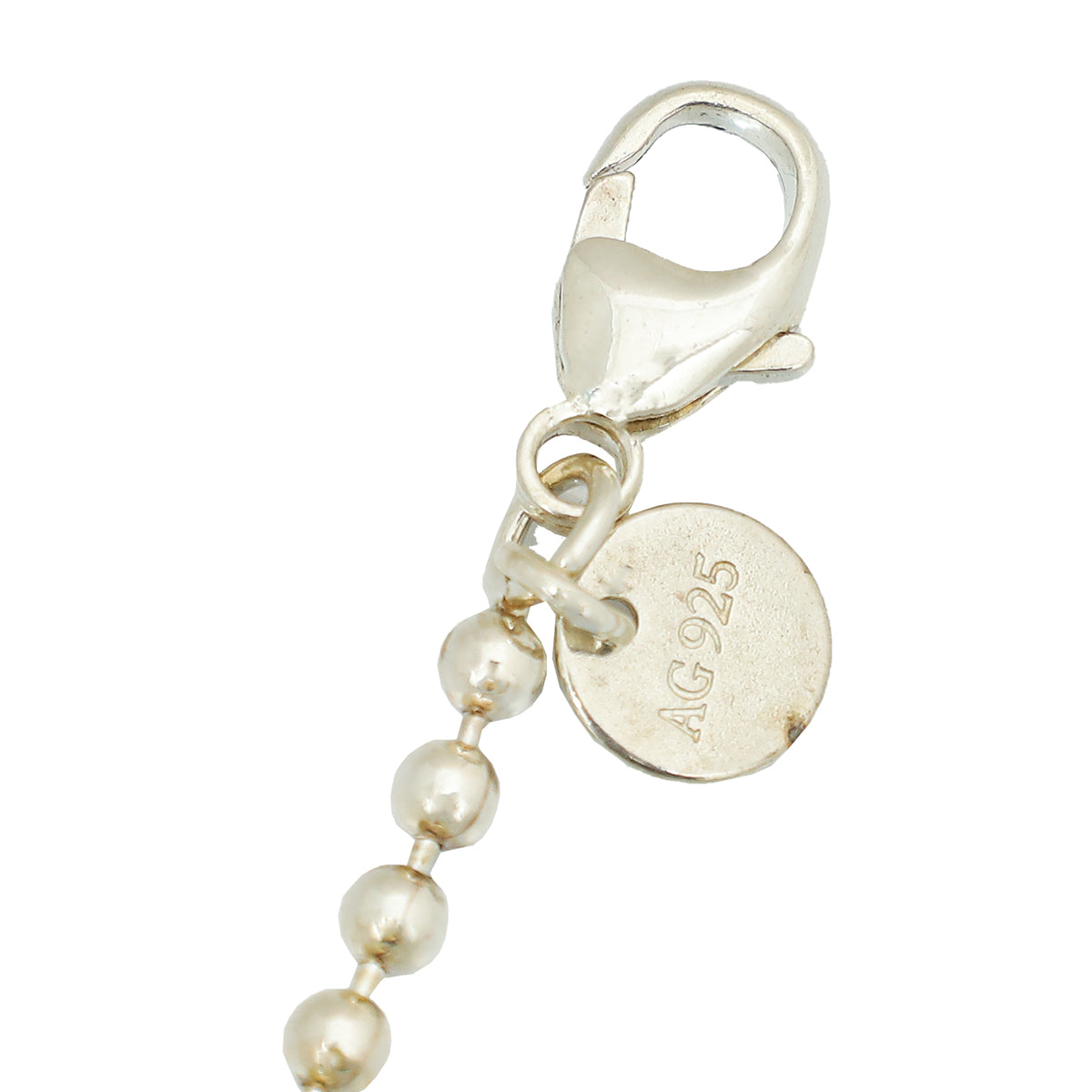 Tiffany & Co Sterling Silver Beaded Heart Key Pendant Necklace