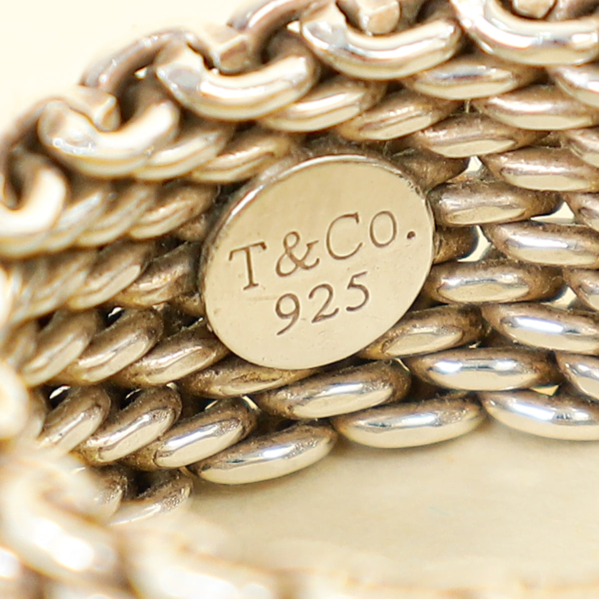 Tiffany & Co. Silver Mesh Wave Ring 55