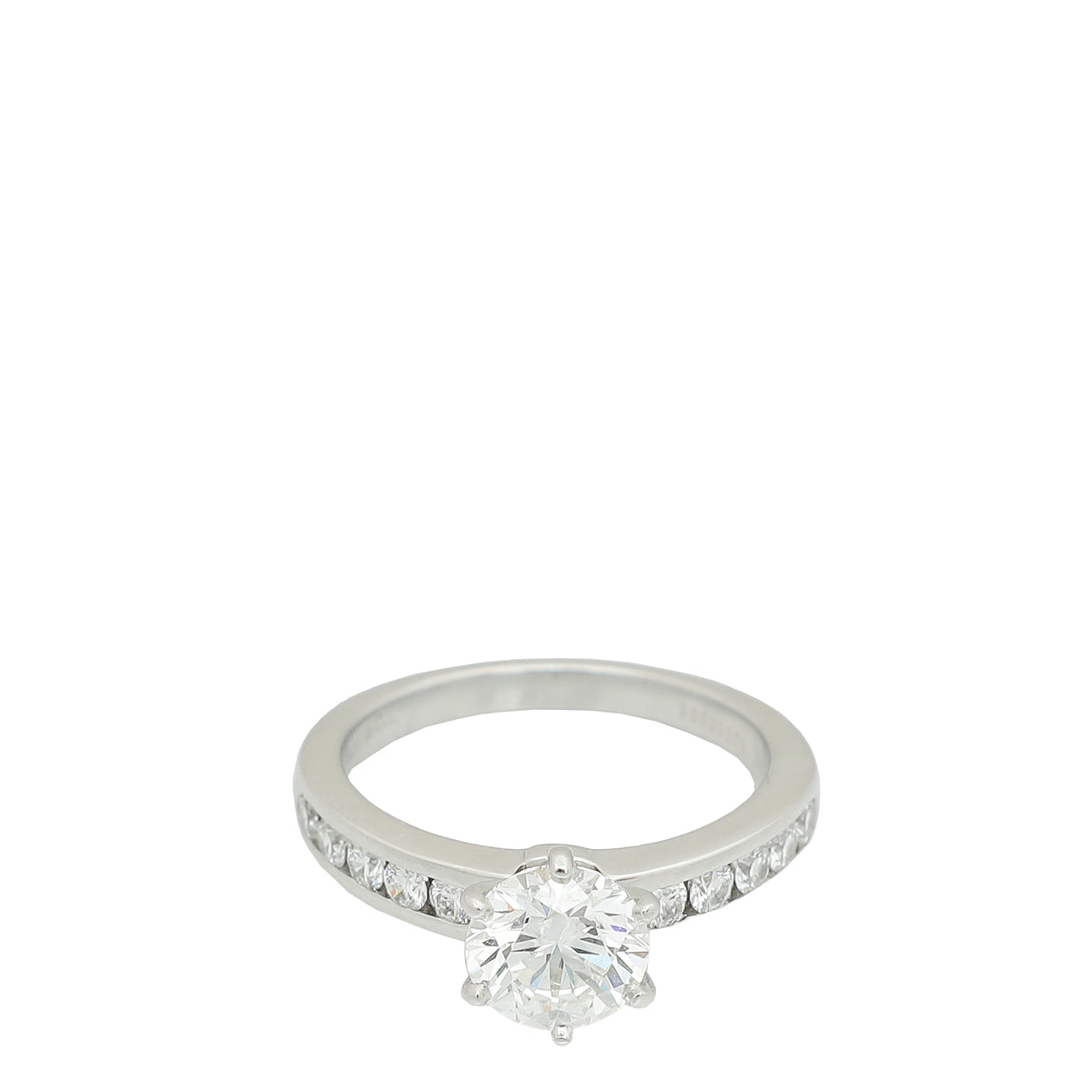 Tiffany & Co, Platinum Setting Engagement Ring with a Channel-set Diamond Band-Tiffany & Co-THE CLOSET
