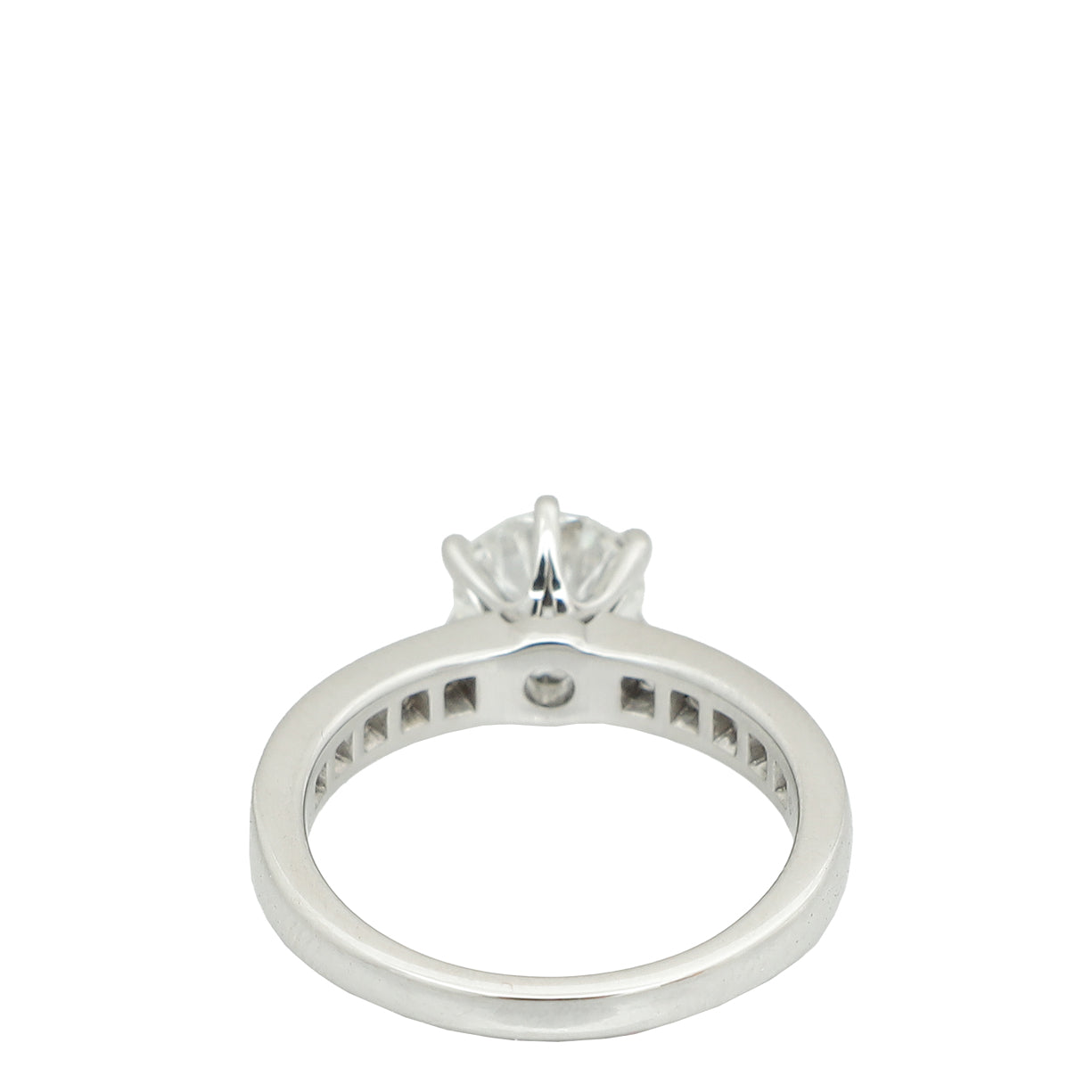 Tiffany & Co, Platinum Setting Engagement Ring with a Channel-set Diamond Band-Tiffany & Co-THE CLOSET