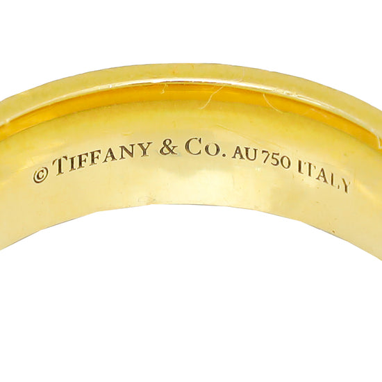 Tiffany & Co 18K Yellow Gold Diamond T Wide Ring 54