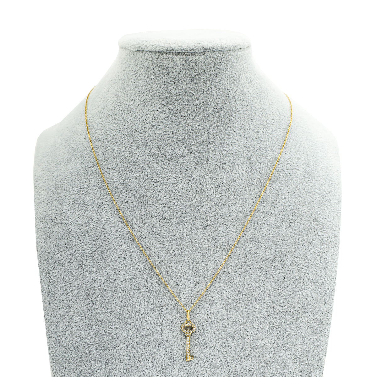 Tiffany & Co. 18K Yellow Gold Mini Vintage Oval Key Diamond Necklace-Tiffany & Co-THE CLOSET