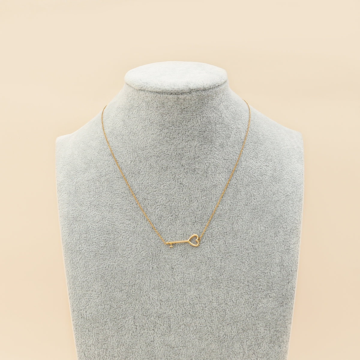 Tiffany & Co. 18K Rose Gold Heart Key Pendant Necklace
