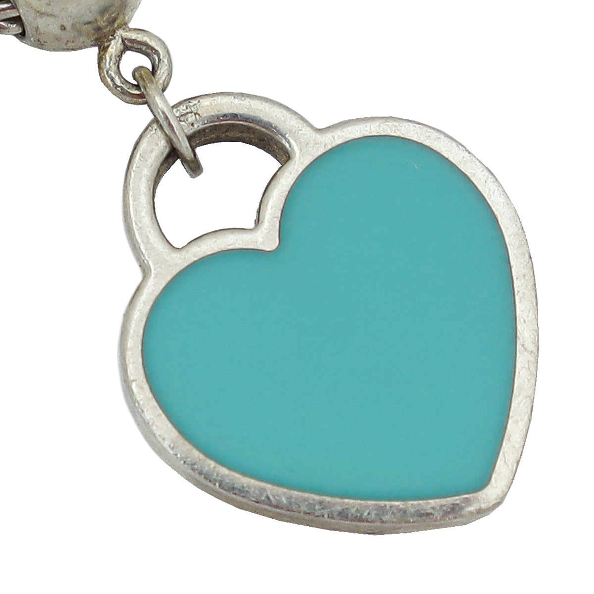 Tiffany & Co Silver Mini Heart Tag 1 Diamond Bead Bracelet-Tiffany & Co-THE CLOSET