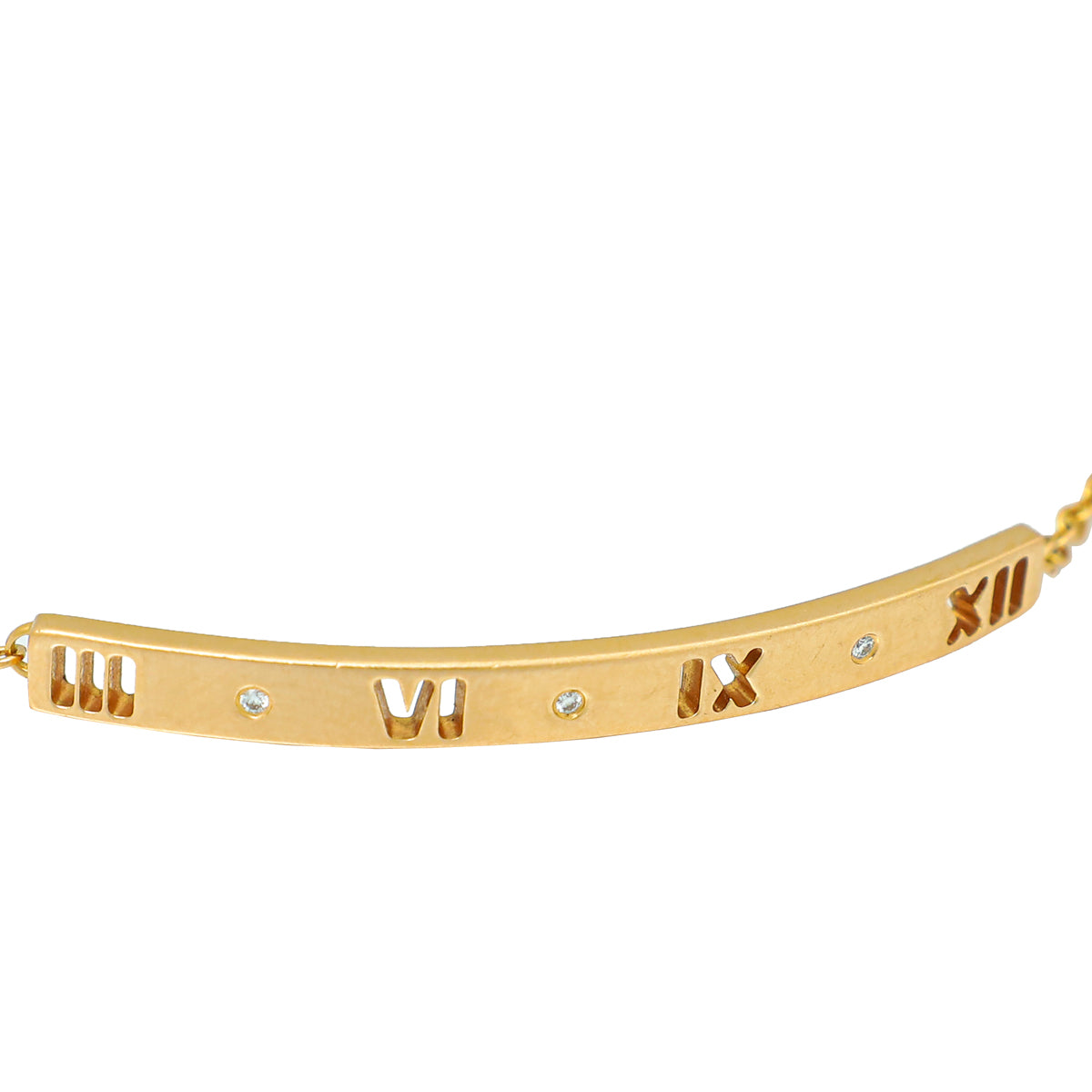 Tiffany & Co 18K Rose Gold Diamond Atlas Pierced Bar Bracelet