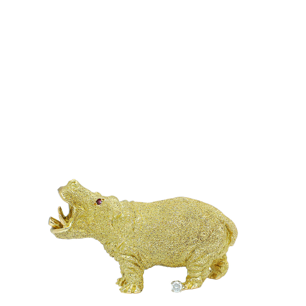 Tiffany & Co 18K Yellow Gold Diamond Hippopotamus Brooch-Tiffany & Co-THE CLOSET