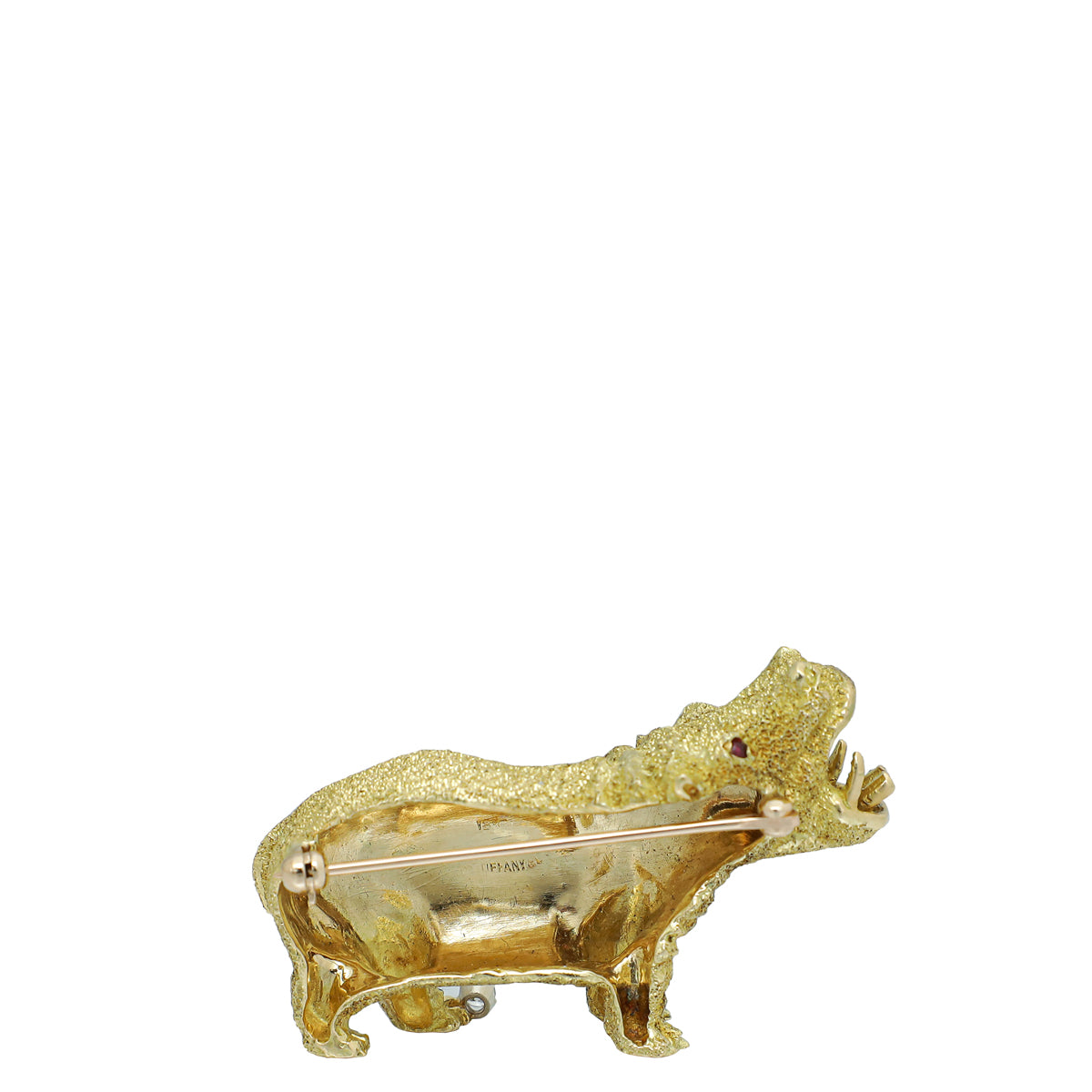 Tiffany & Co 18K Yellow Gold Diamond Hippopotamus Brooch-Tiffany & Co-THE CLOSET