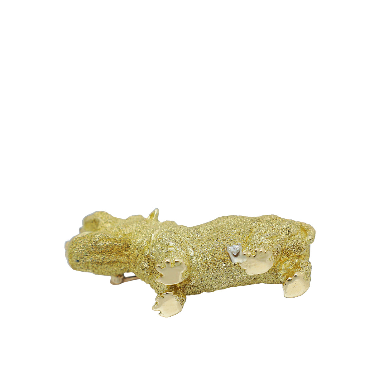 Tiffany & Co 18K Yellow Gold Diamond Hippopotamus Brooch