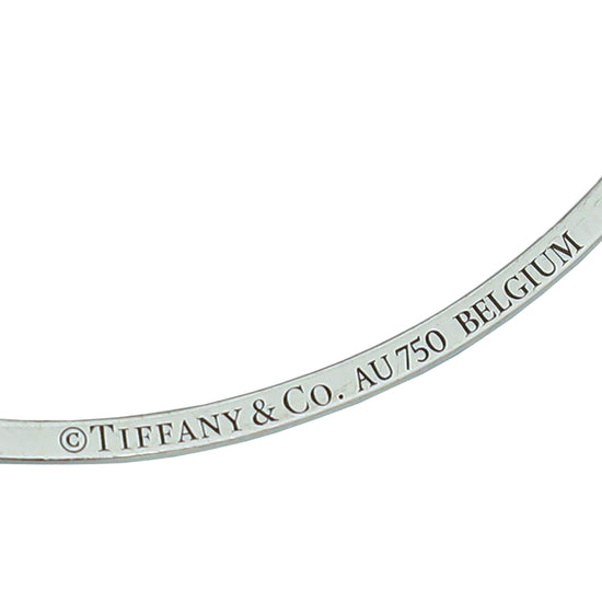 Tiffany & Co 18K White Gold Diamond T Smile Small Motif Pendant Necklace