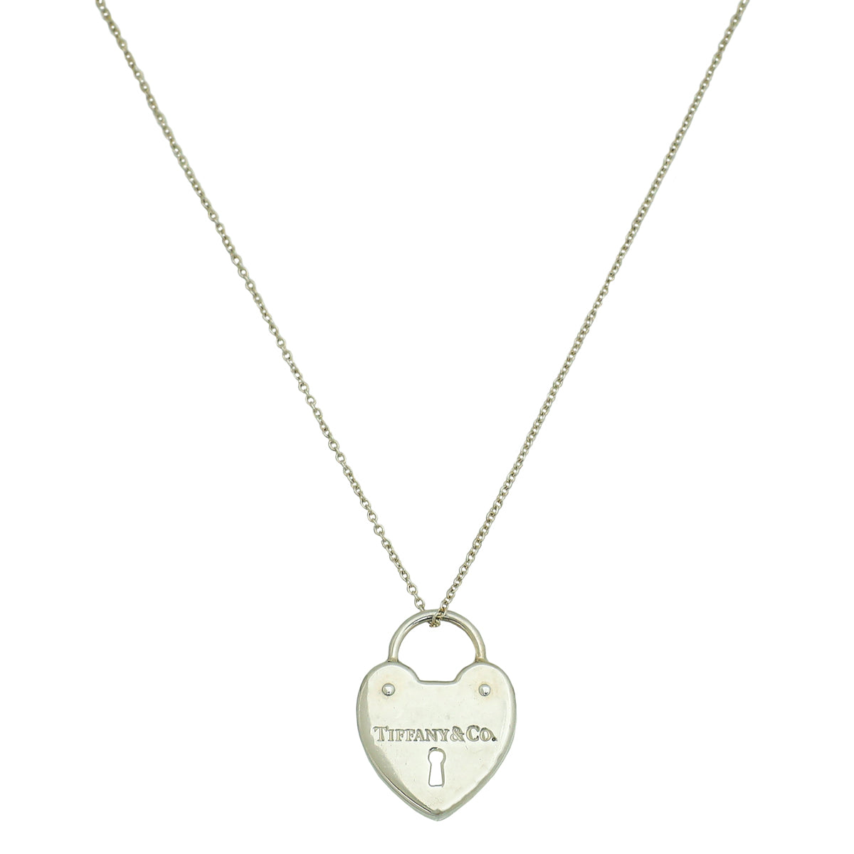 Tiffany & Co Sterling Silver Heart Keyhole Lock Pendant Necklace-Tiffany & Co-THE CLOSET