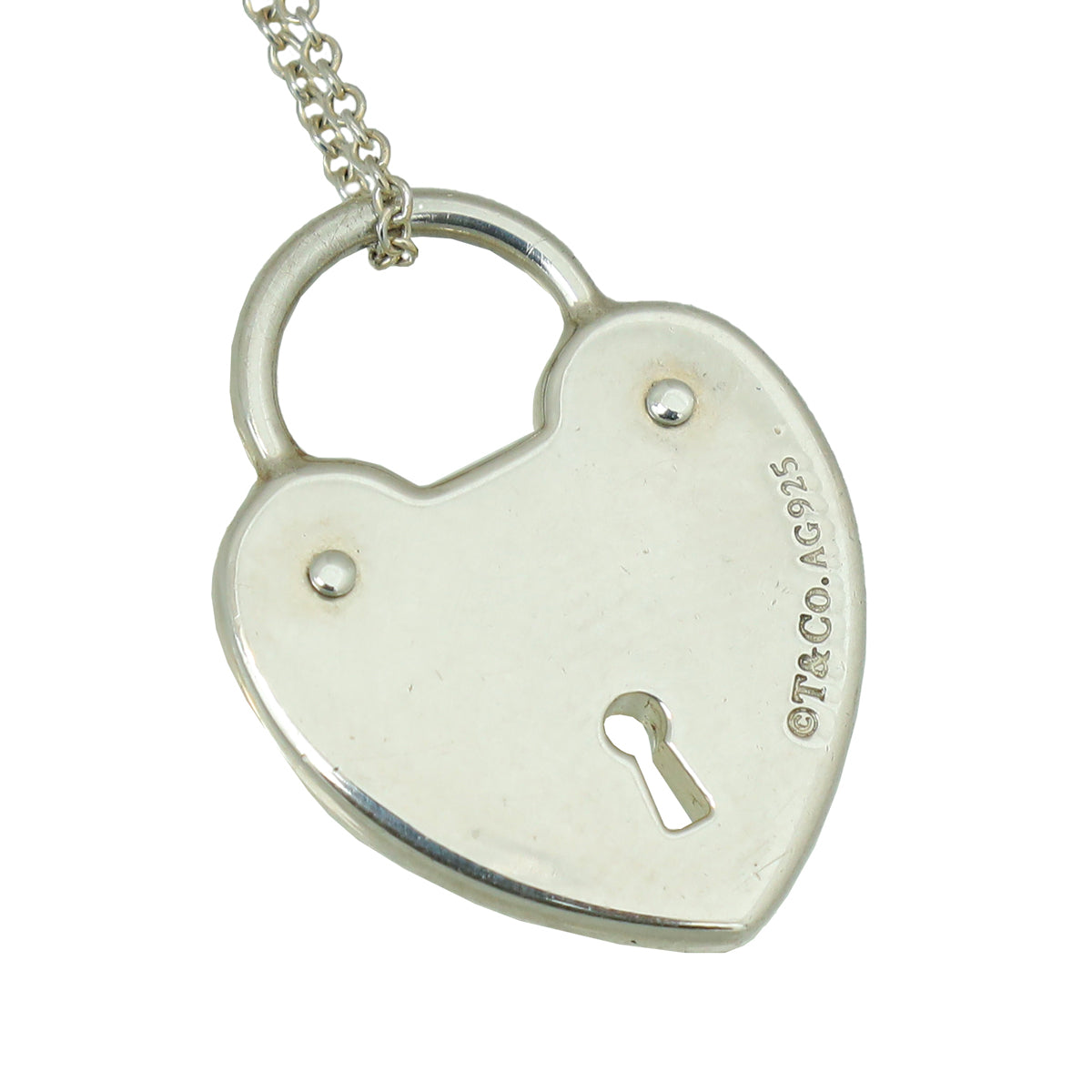 Tiffany & Co Sterling Silver Heart Keyhole Lock Pendant Necklace-Tiffany & Co-THE CLOSET
