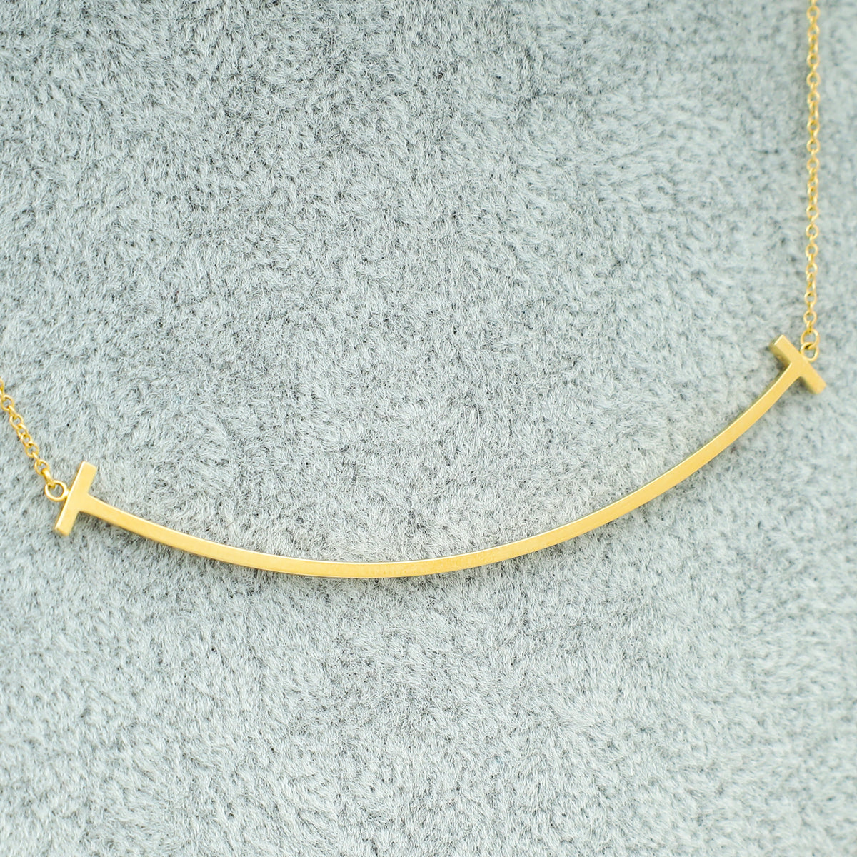Tiffany & Co. 18K Yellow Gold T Smile Large Model Pendant Necklace