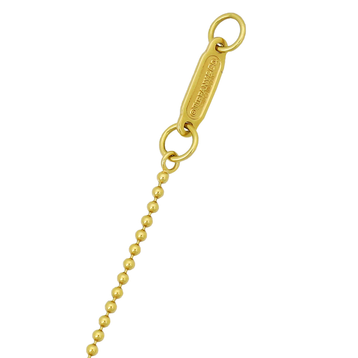 Tiffany & Co Yellow Gold Clover Key & Floral Key Pendant W/ Beaded Chain Necklace