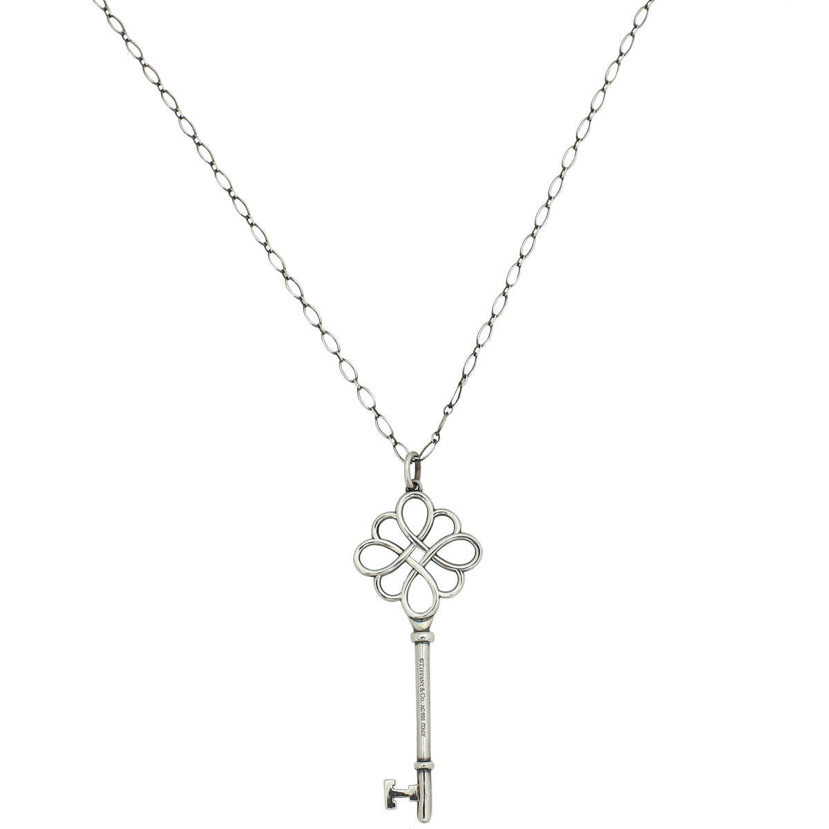Tiffany & Co Sterling Silver Knot Key Pendant Necklace-Tiffany & Co-THE CLOSET