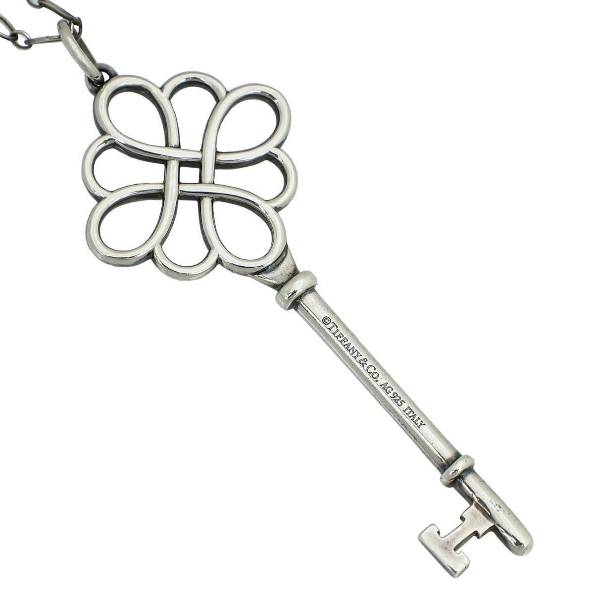 Tiffany & Co Sterling Silver Knot Key Pendant Necklace