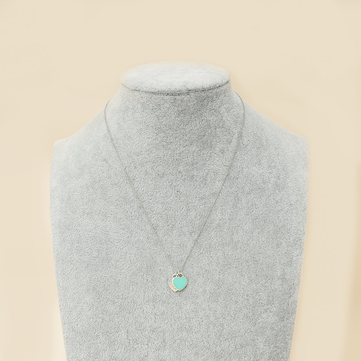 Tiffany & Co. Blue Mini Double Heart Tag Pendant Necklace-Tiffany & Co-THE CLOSET