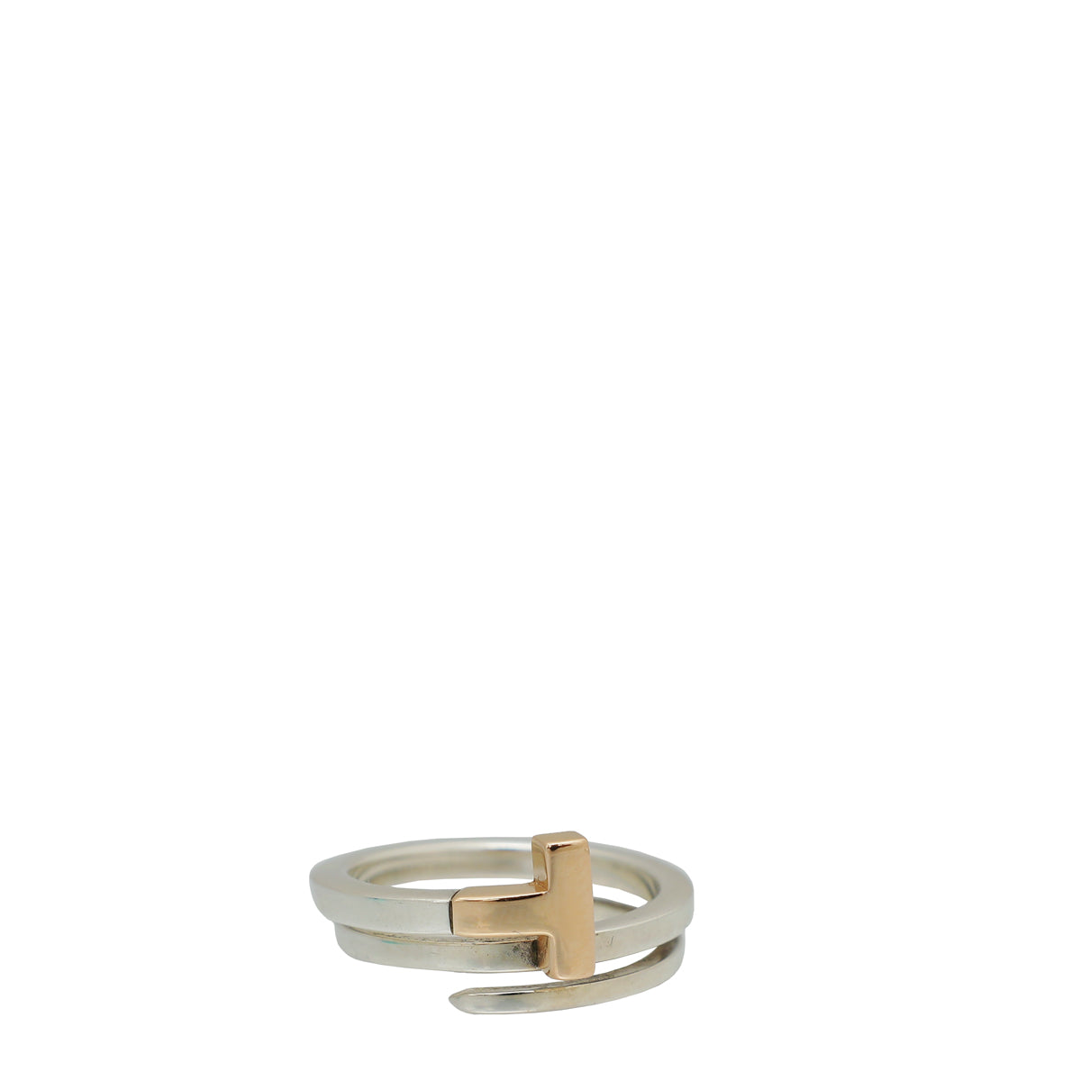 Tiffany & Co 18K Rose Gold and Silver T Wrap Ring 53-Tiffany & Co-THE CLOSET