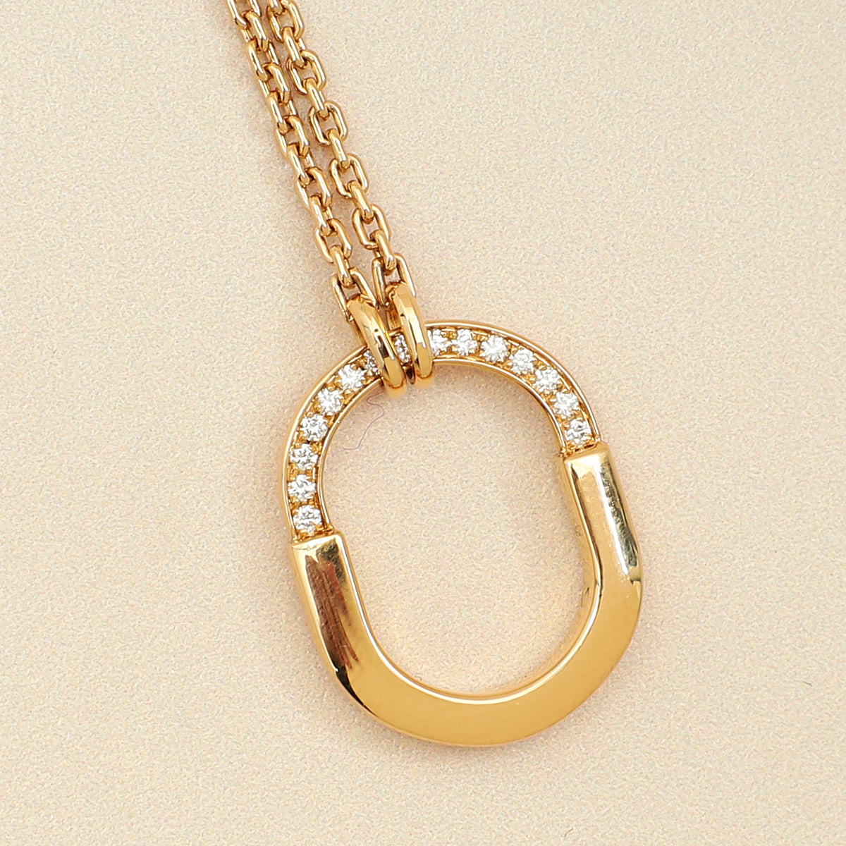 Tiffany & Co. 18K Rose Gold Tiffany Lock Diamond Small Pendant Necklace-Tiffany & Co-THE CLOSET