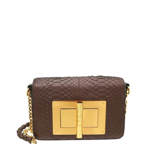 Tom Ford Metallic Brown Python Natalia Medium Chain Bag