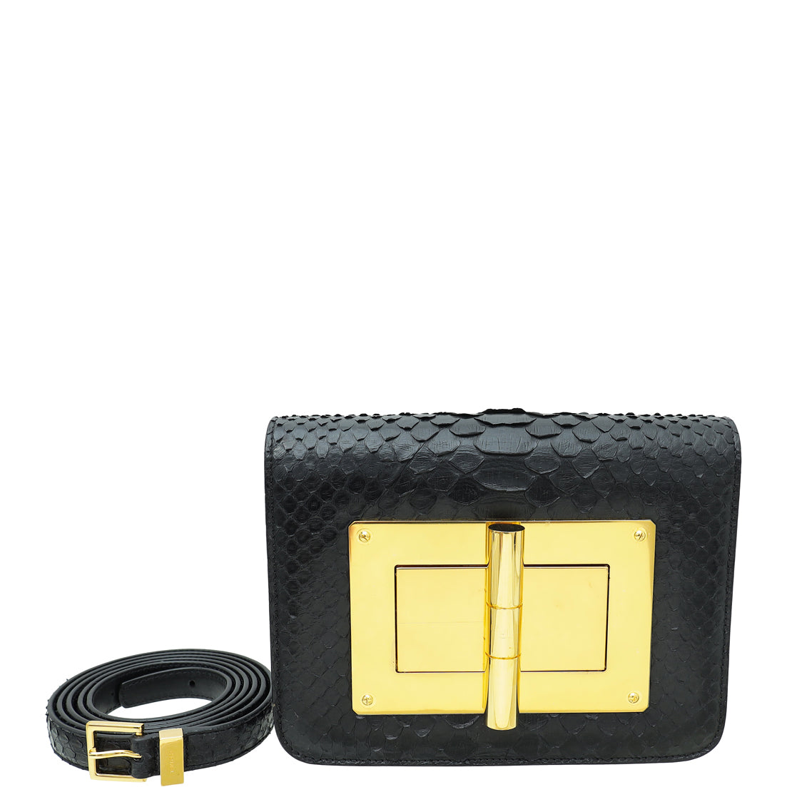 Tom Ford Black Python Natalia Flap Medium Bag-Tom Ford-THE CLOSET