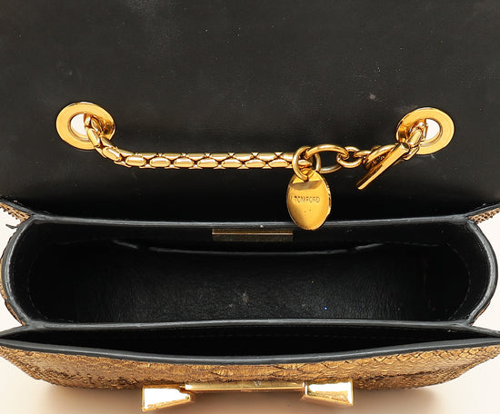 Tom Ford Gold Metallic Python Sienna Shoulder Bag-Tom Ford-THE CLOSET