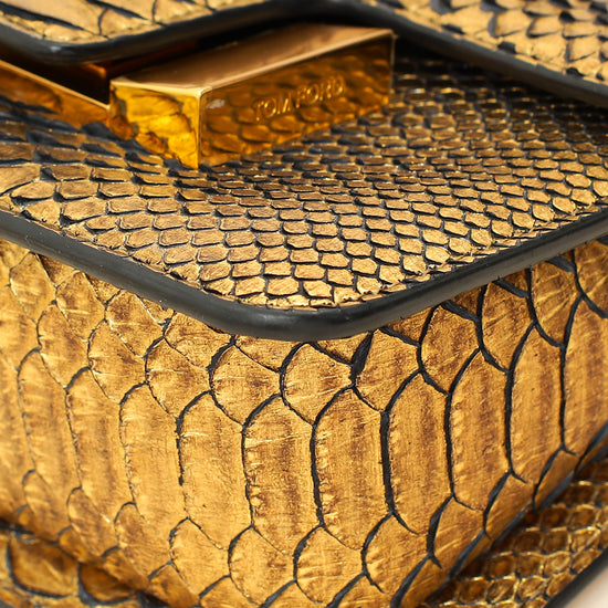 Tom Ford Gold Metallic Python Sienna Shoulder Bag-Tom Ford-THE CLOSET