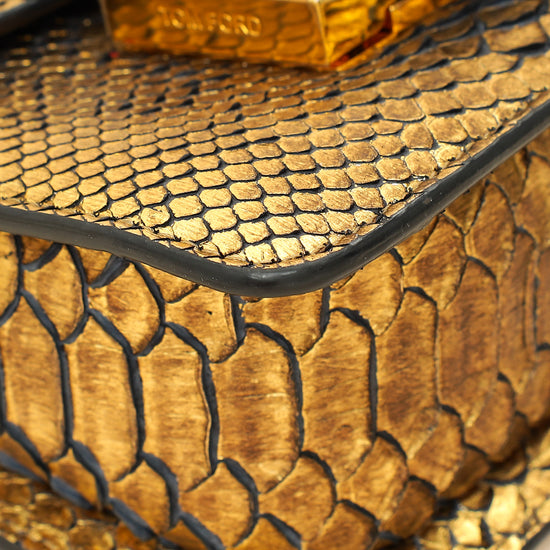 Tom Ford Gold Metallic Python Sienna Shoulder Bag-Tom Ford-THE CLOSET