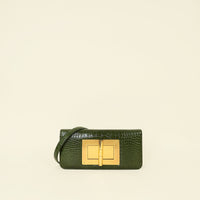 Tom Ford Olive Green Alligator Natalia East West Clutch Bag