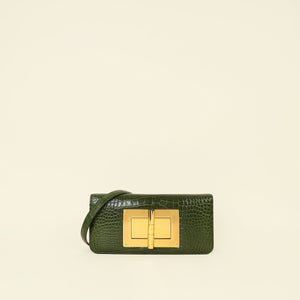 Tom Ford Olive Green Alligator Natalia East West Clutch Bag