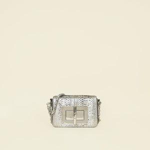 Tom Ford Metallic Silver Python Natalia Shoulder Bag