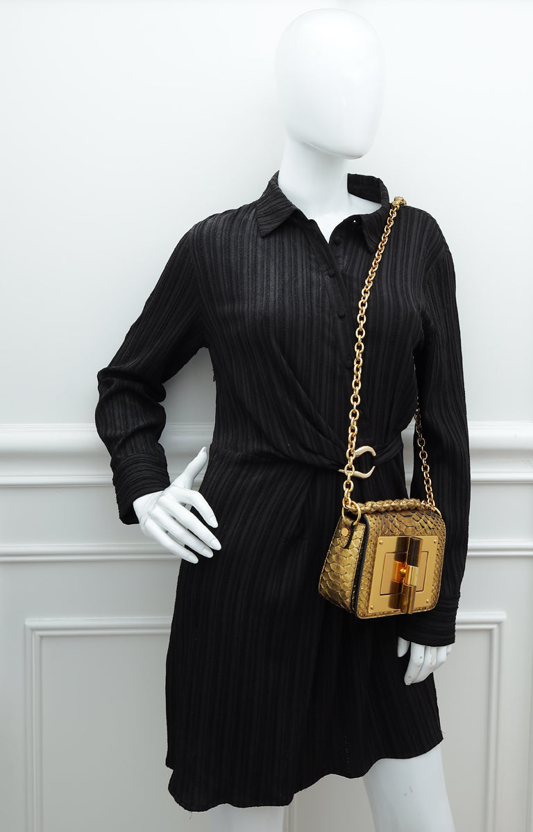 Tom Ford Metallic Gold Python Mini Natalia Chain Flap Bag – THE CLOSET
