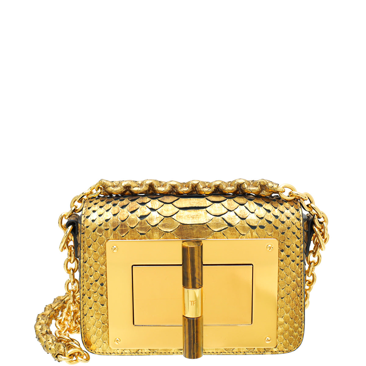 Tom Ford Metallic Gold Python Mini Natalia Chain Flap Bag – THE CLOSET