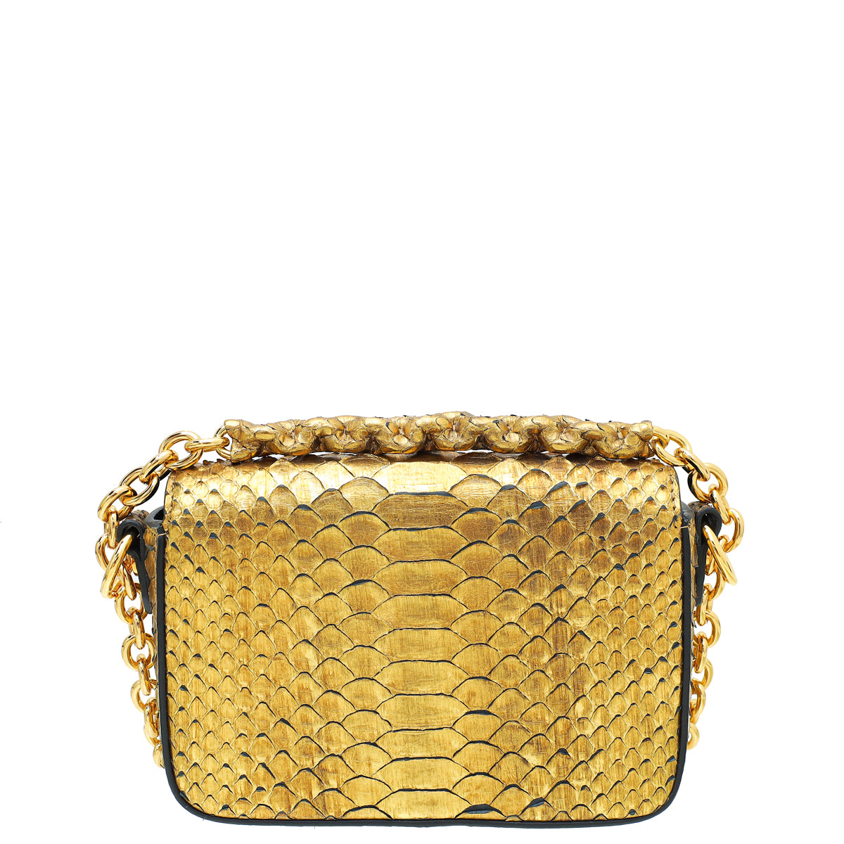 Tom Ford Metallic Gold Python Mini Natalia Chain Flap Bag