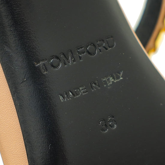 Tom Ford Nude Chain Slides Heel Sandal 36