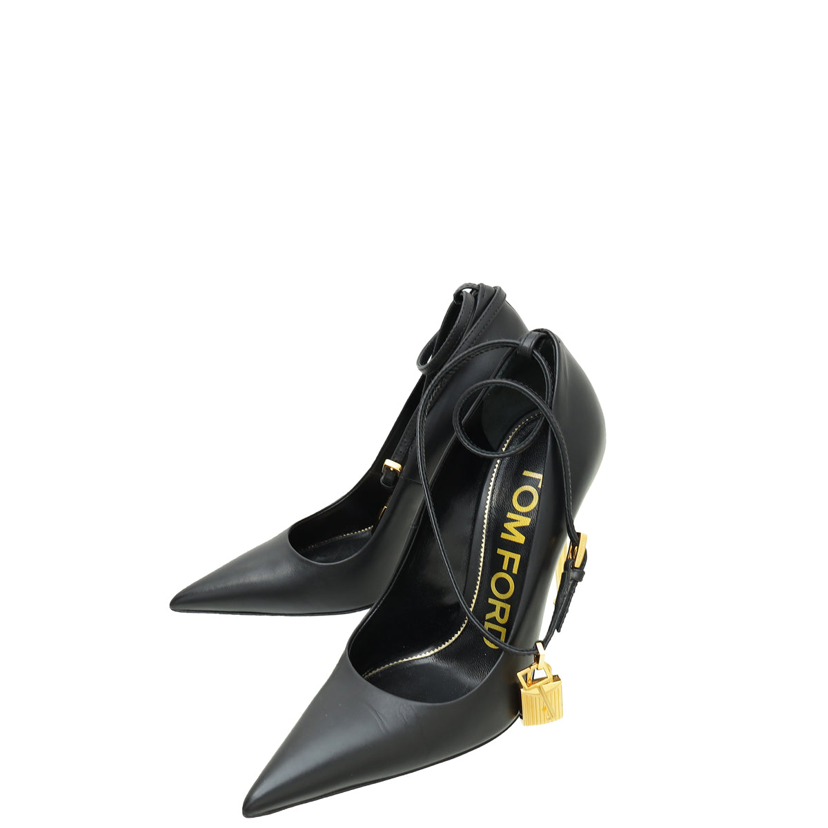 Tom Ford Black Lock Ankle Strap Pump 37.5-Tom Ford-THE CLOSET