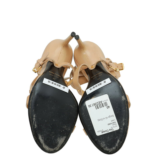 Tom Ford Beige Sling/Ankle Strap Sandals 40