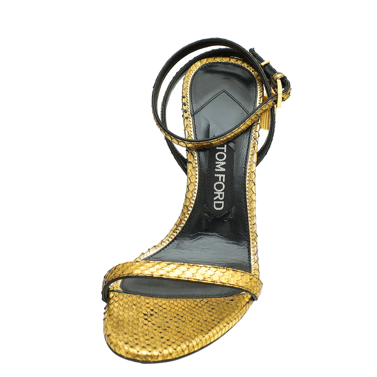 Tom Ford Gold Python Padlock Ankle Wrap Sandal 38