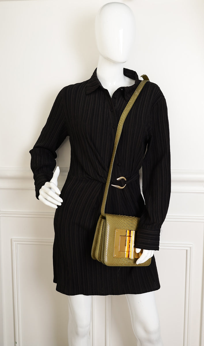Tom Ford Olive Natalia Python Medium Shoulder Bag