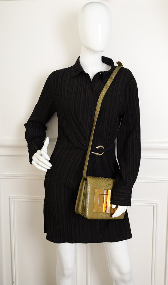 Tom Ford Olive Natalia Python Medium Shoulder Bag