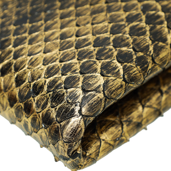 Tom Ford Metallic Antique Gold Python Chain Detail Clutch Bag