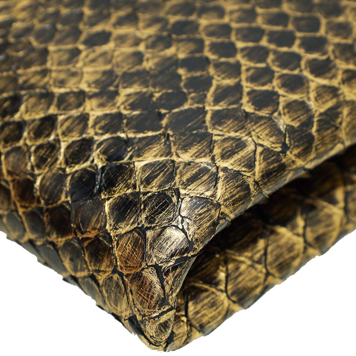 Tom Ford Metallic Antique Gold Python Chain Detail Clutch Bag