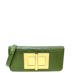 Tom Ford Olive Green Alligator Natalia East West Clutch Bag
