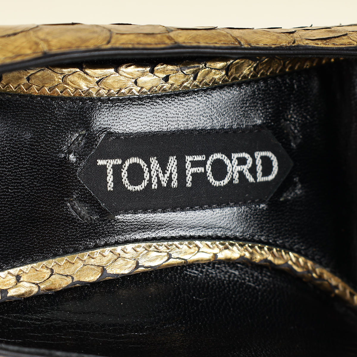 Tom Ford Gold Python Padlock Ankle Wrap Pumps 37.5-Tom Ford-THE CLOSET