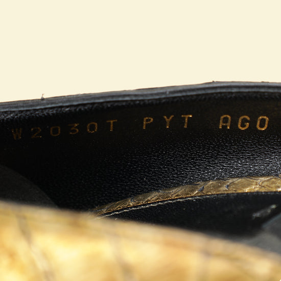 Tom Ford Gold Python Padlock Ankle Wrap Pumps 37.5-Tom Ford-THE CLOSET