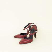 Tom Ford Burgundy Double Ankle Strap Pumps 38