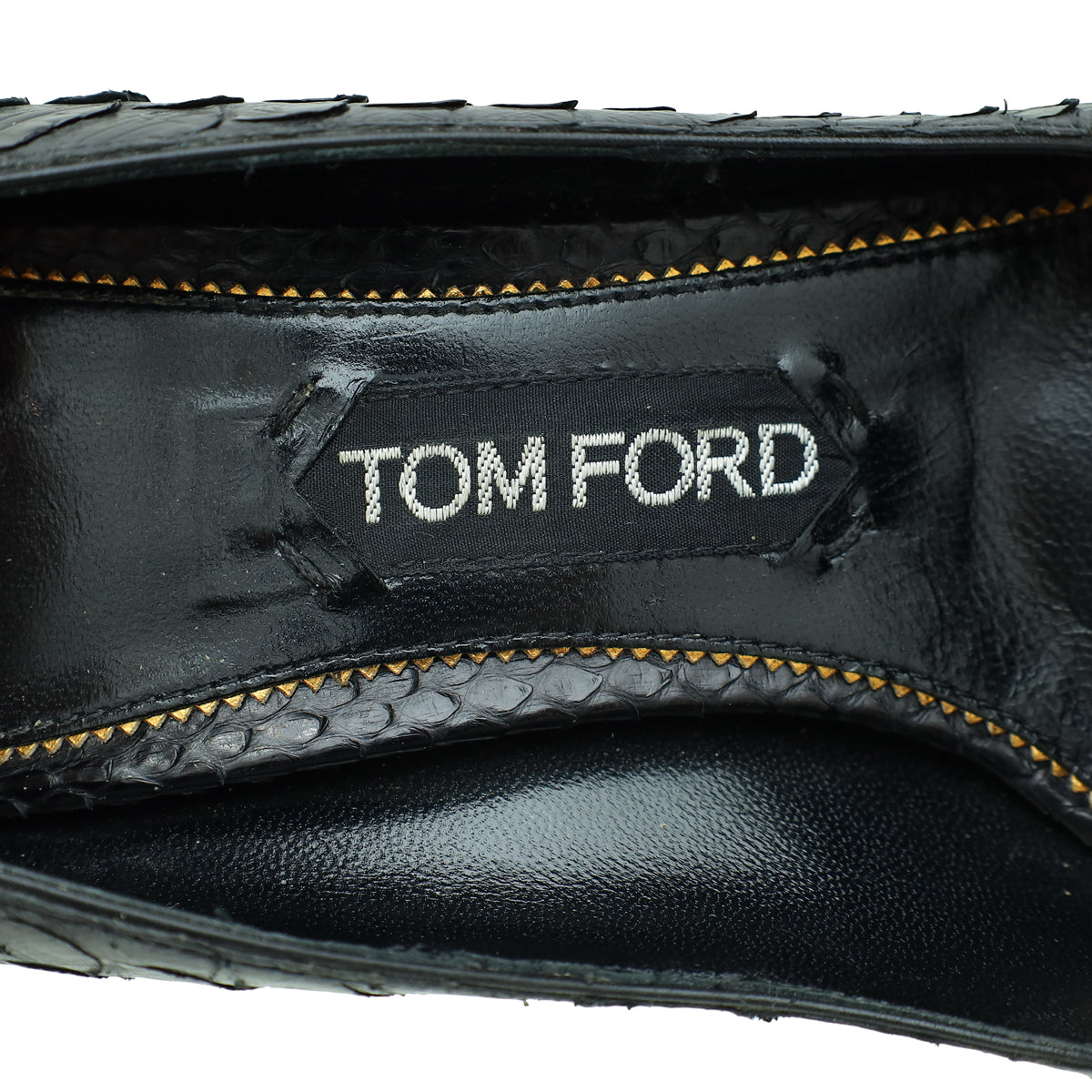 Tom Ford Black Python Padlock Ankle Wrap Pumps 39